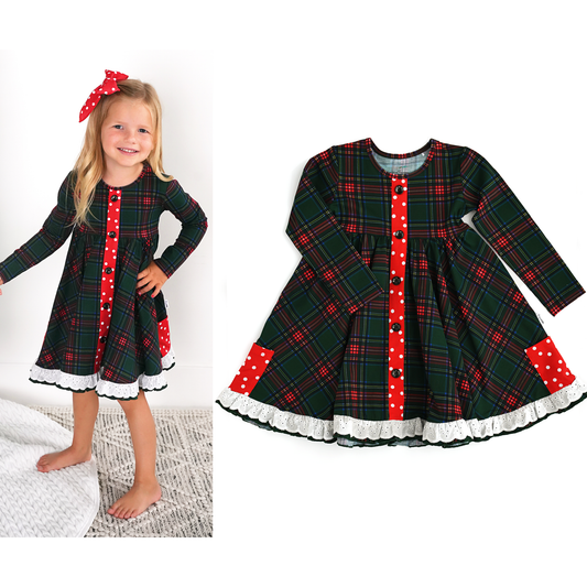 Tartan Button Dress
