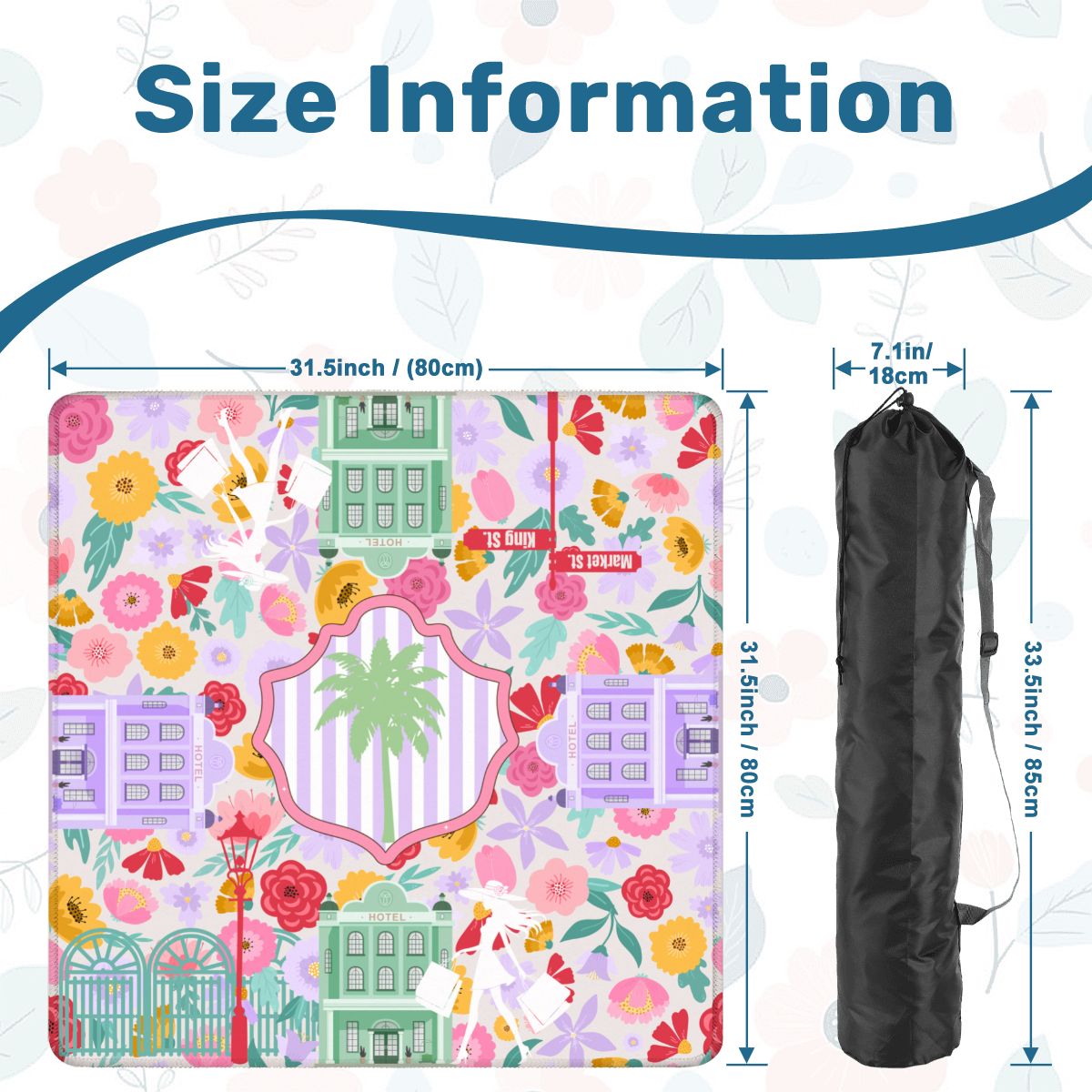 Charleston South Carolina Mahjong Floral Preppy Mahjong Mat