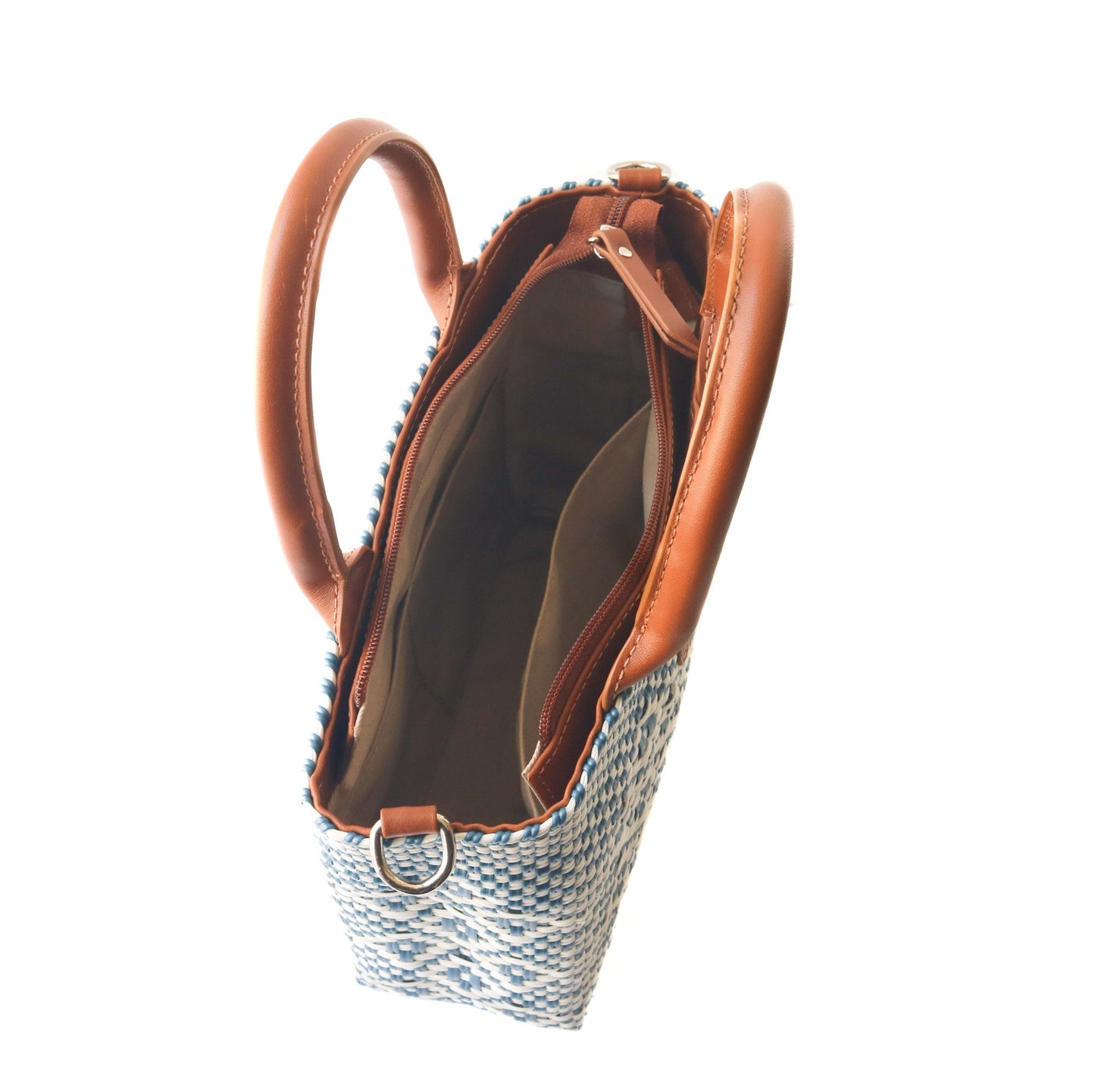 Marine Small Woven Crossbody Bag - Tan Leather