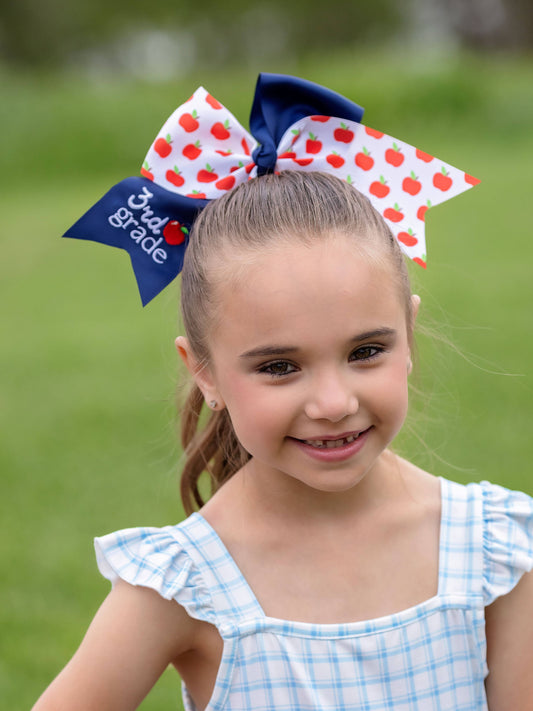 School Grade Embroidered Cheer Bow