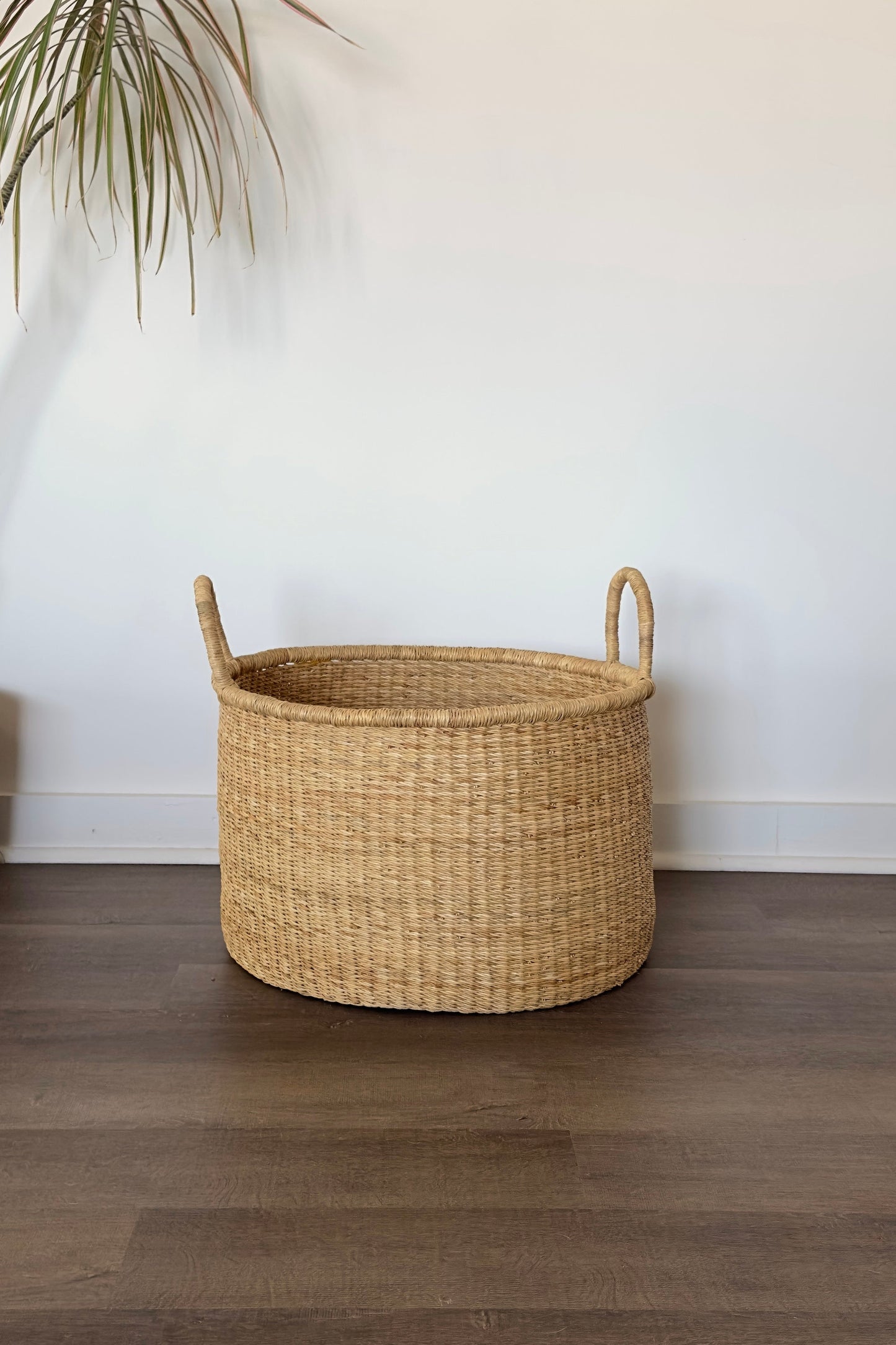 Handwoven Short Basket Hamper - Natural