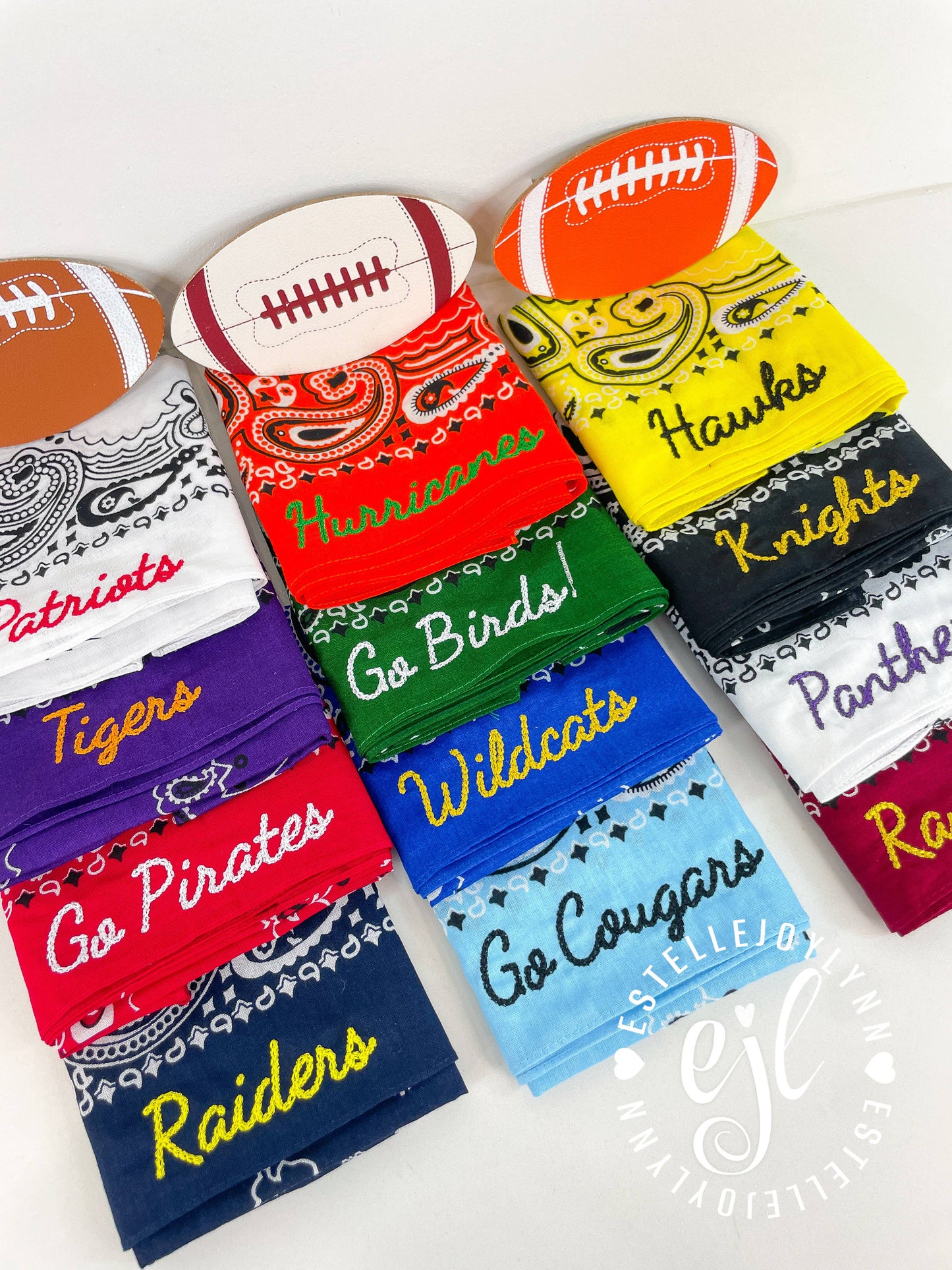Hair Bandana Bows CUSTOM School Spirit Embroidered