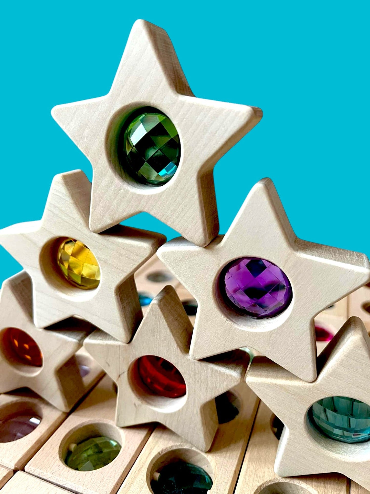**Pre-order (Ships in 1-2 Weeks)**7 PCS Wooden Gemmed Stars Blocks Set