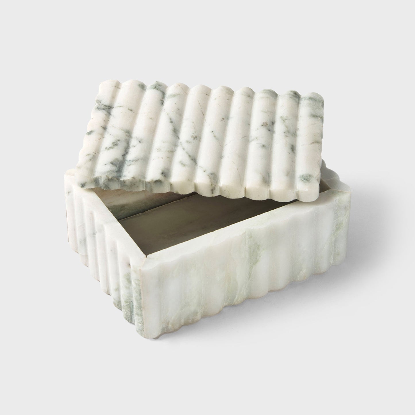 Sculpted Marble Storage Box, Natural Stone