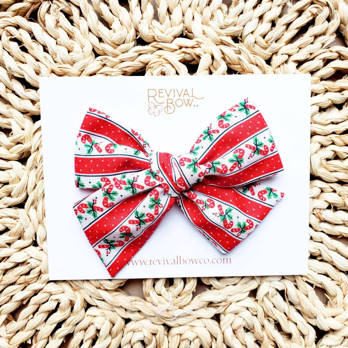 Large Bow on Clip • Vintage Candy Canes