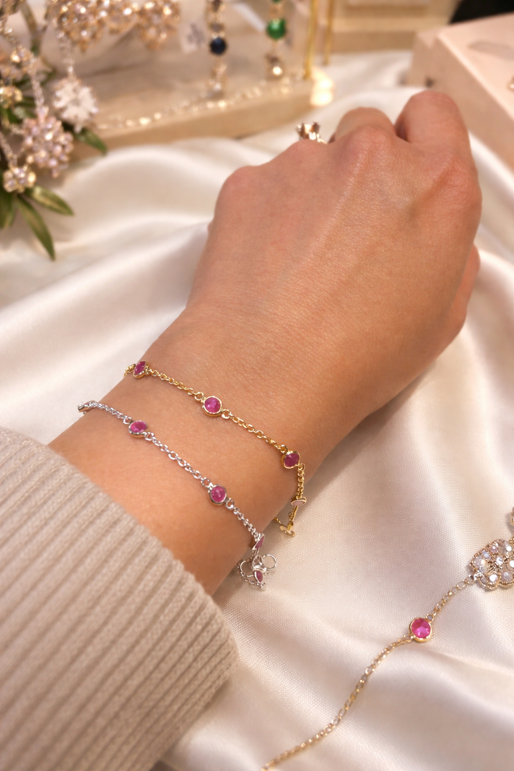 July Birthstone Bracelet:  Ruby