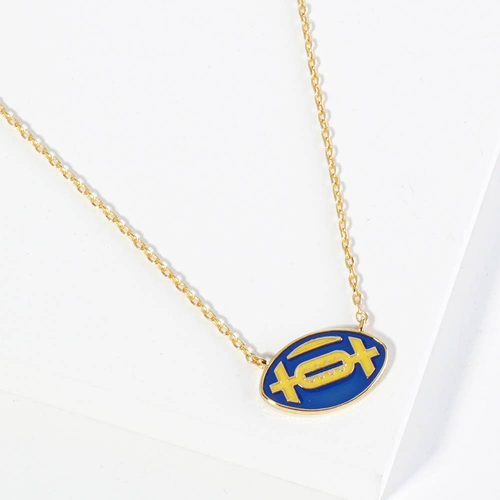 Gold Dipped Gameday Enamel Football Pendant Necklace