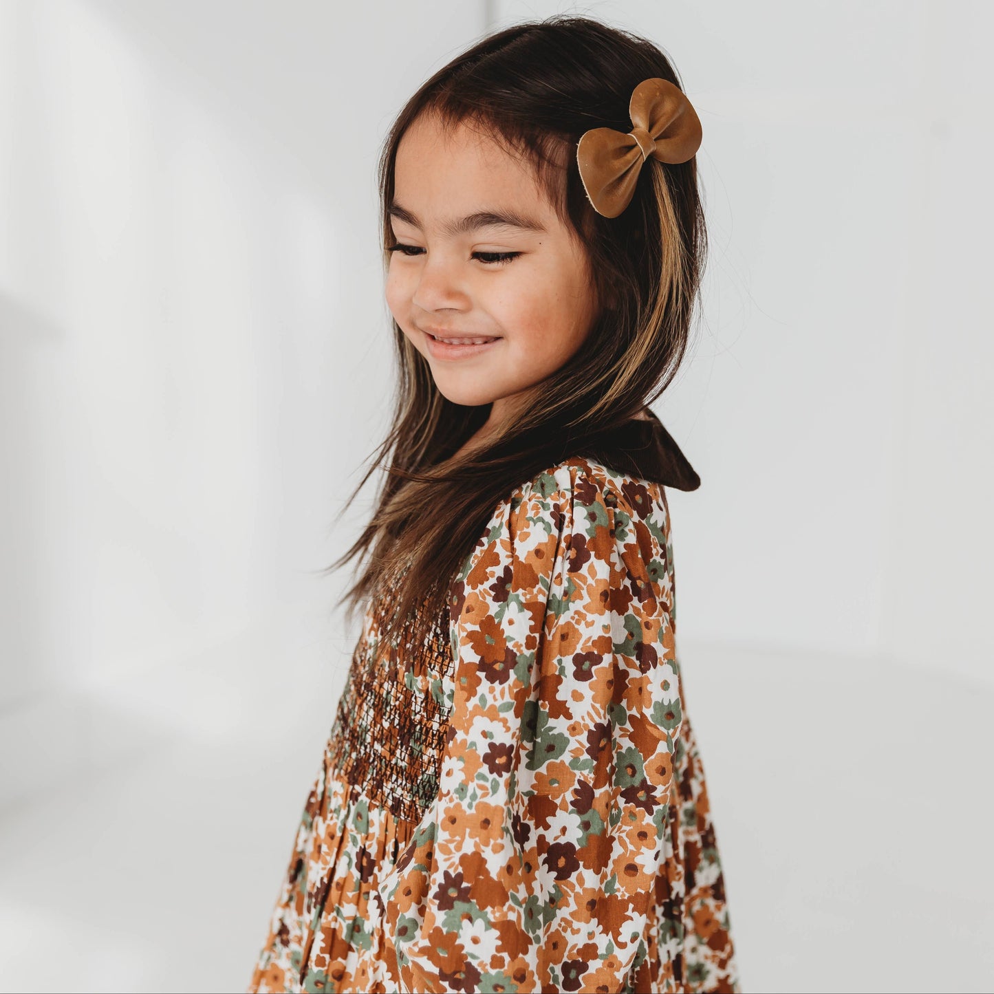 Brown Fall Smocked Dress