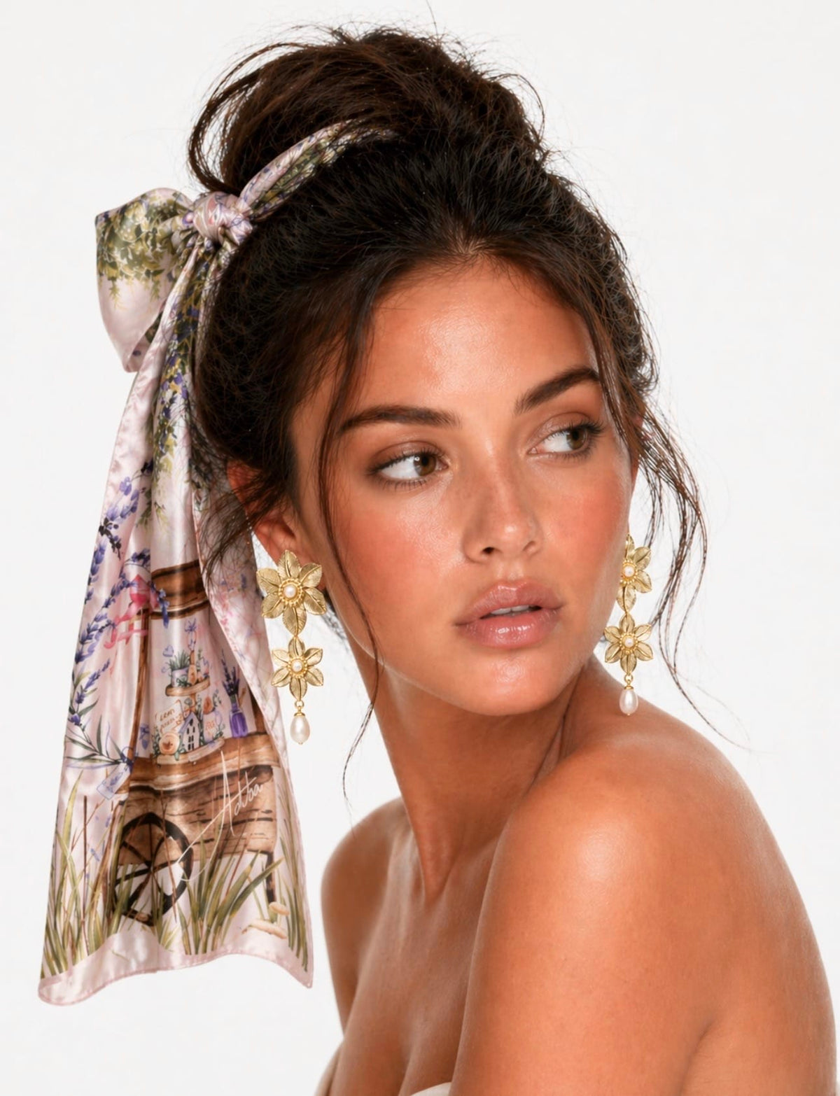 Lavender Bloom Cart Silk Scarf