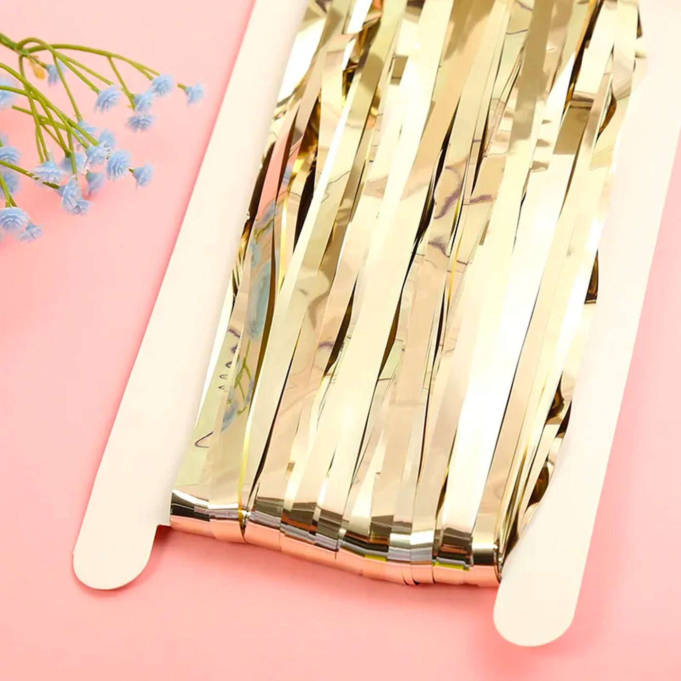 Champagne Gold Fringe Curtain Backdrop – Metallic Tinsel 6.5ft