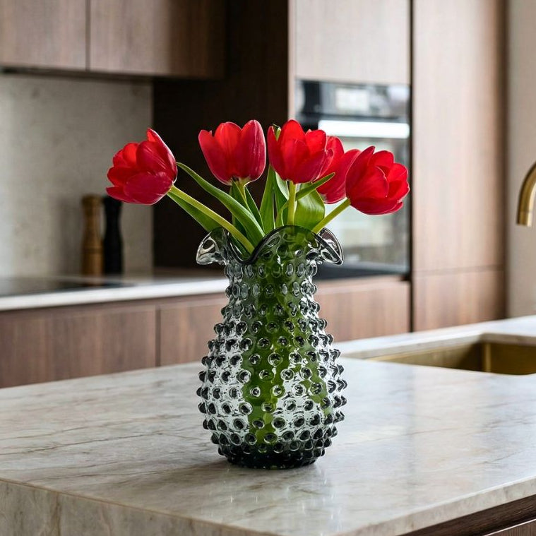 Hobnail Vase - Petal - Charcoal Haze