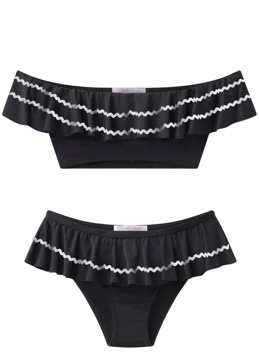 Black Bikini with White Ric Rac