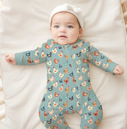 Winter Classics Happy Hens - Bamboo Zippy Romper