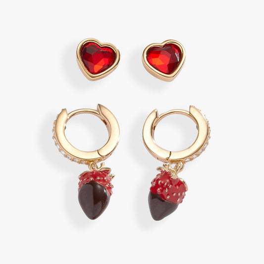 Chocolate-Covered Strawberry Earrings Set of 2