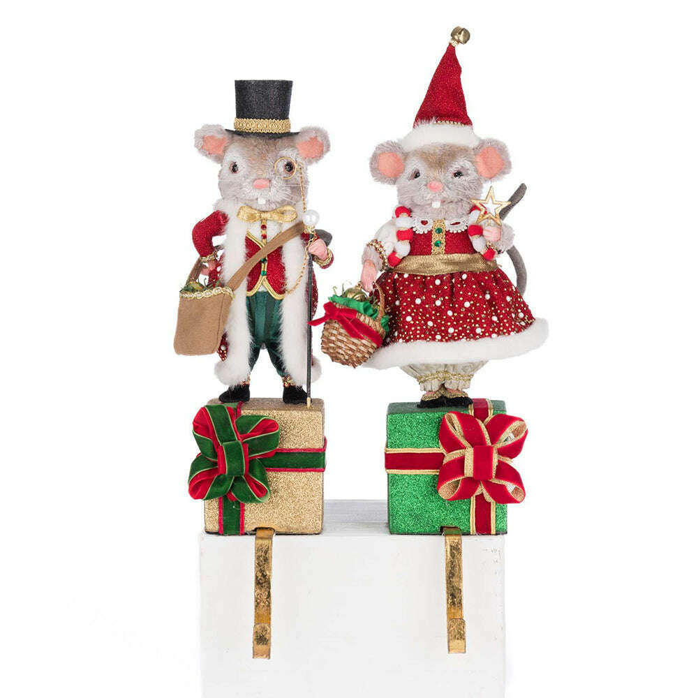 Christmas Ball Mouse Stocking Holder Assortment of 2 | Christmas Decor | Katherine's Collection