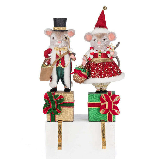 Christmas Ball Mouse Stocking Holder Assortment of 2 | Christmas Decor | Katherine's Collection