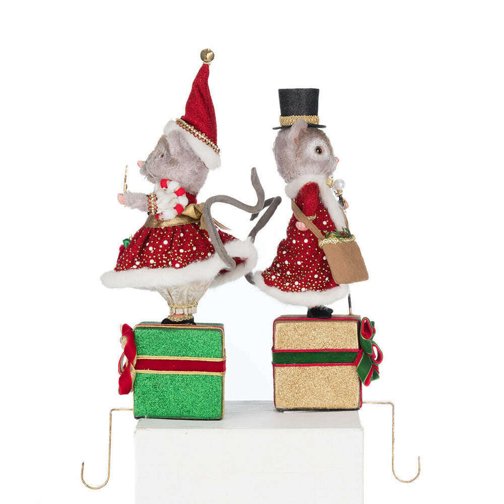 Christmas Ball Mouse Stocking Holder Assortment of 2 | Christmas Decor | Katherine's Collection