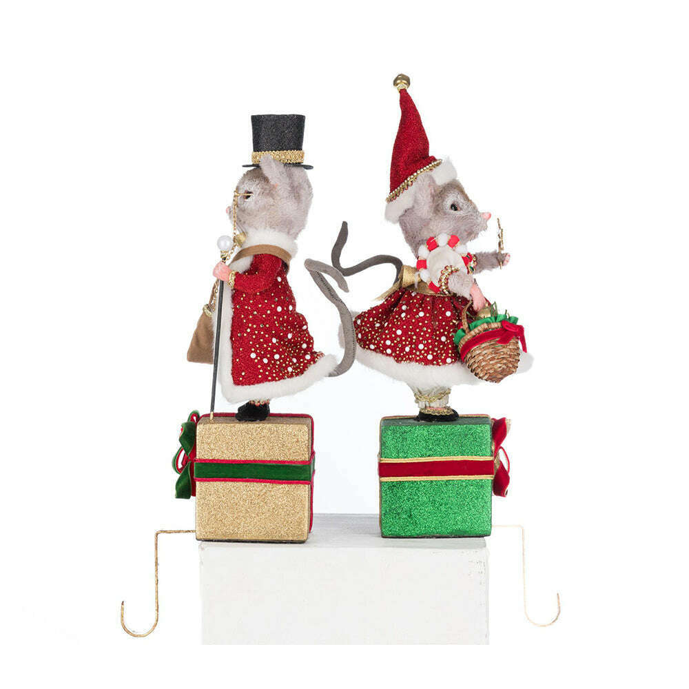 Christmas Ball Mouse Stocking Holder Assortment of 2 | Christmas Decor | Katherine's Collection
