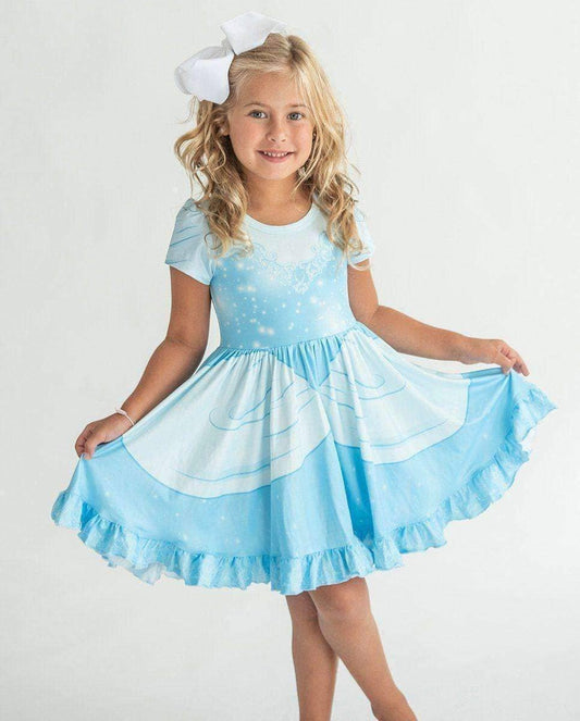 Dazzling Duos Cinderella Princess - Girls Hugs Twirl Dress with Pockets
