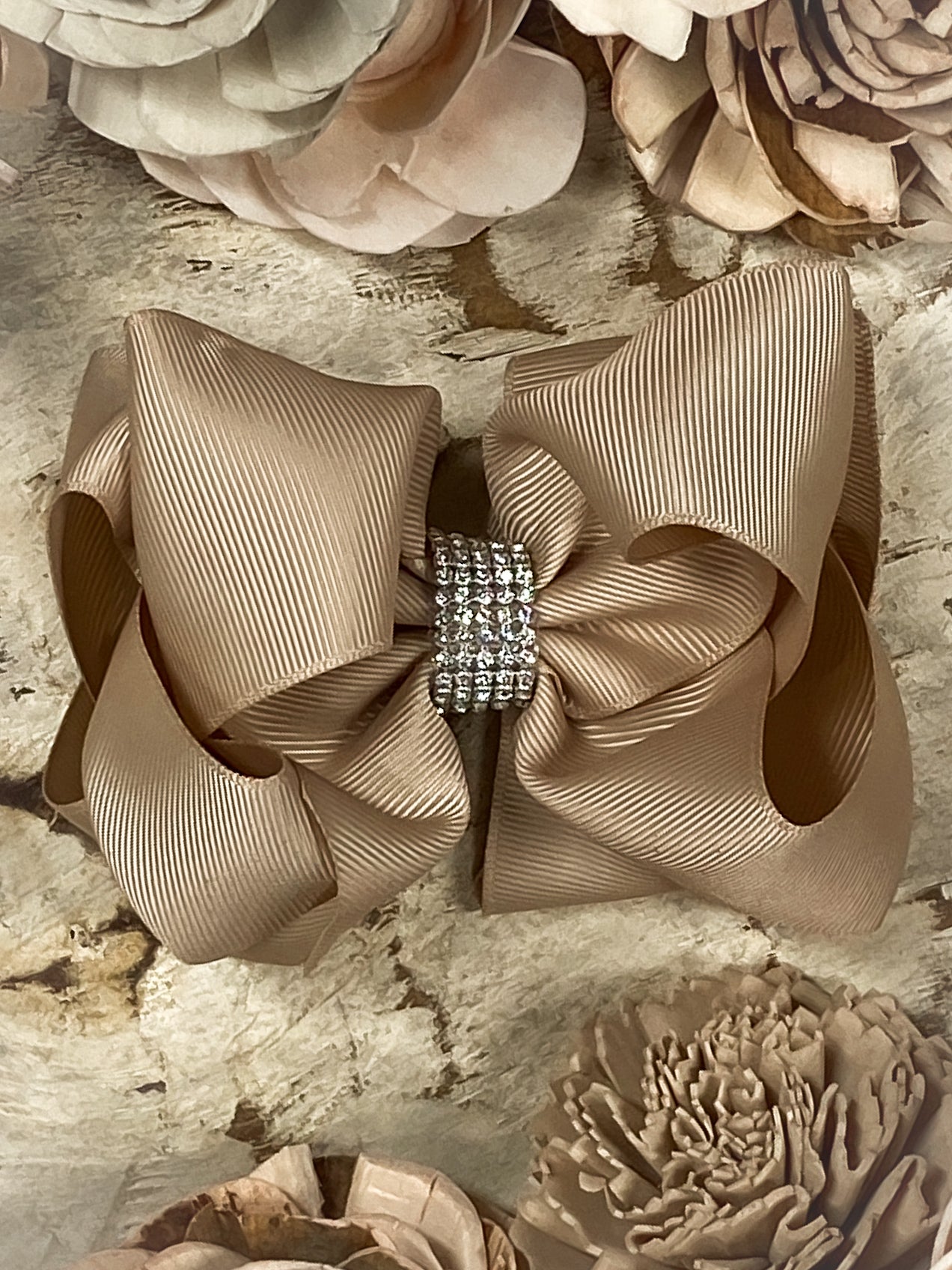 Classic Size Rhinestone Center Hair Bows - Alligator Clip - 4.5"