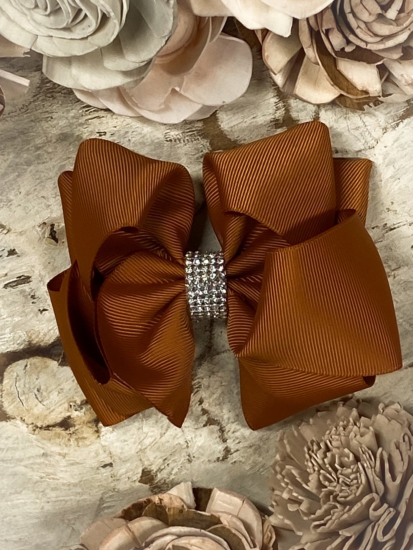 Classic Size Rhinestone Center Hair Bows - Alligator Clip - 4.5"