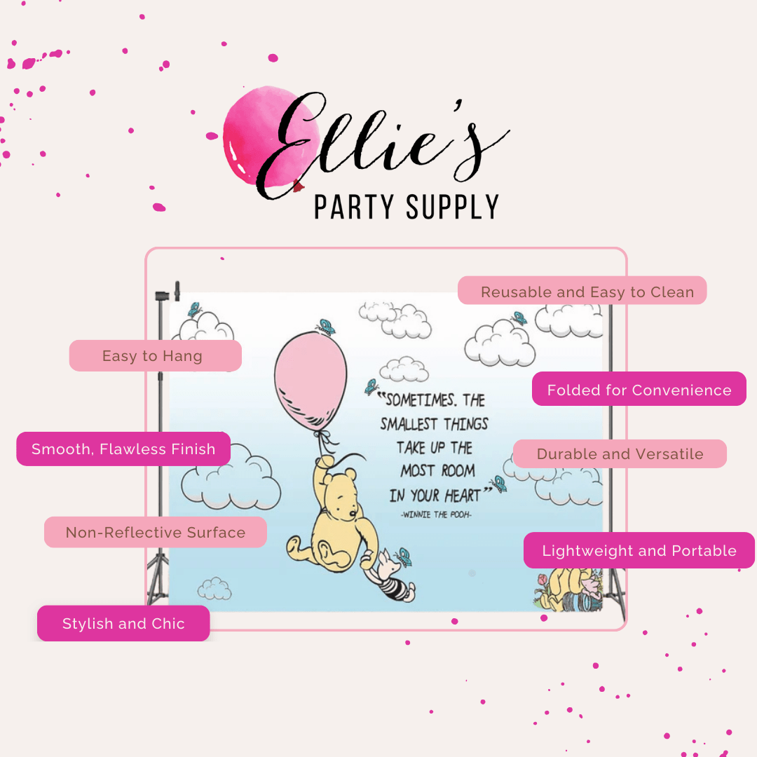 Classic Winnie the Pooh Backdrop with Pink or Blue Balloon – 5x7
