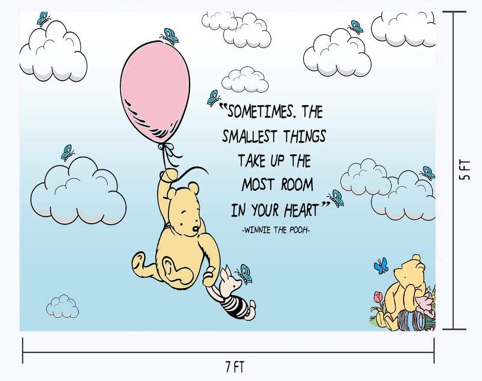 Classic Winnie the Pooh Backdrop with Pink or Blue Balloon – 5x7