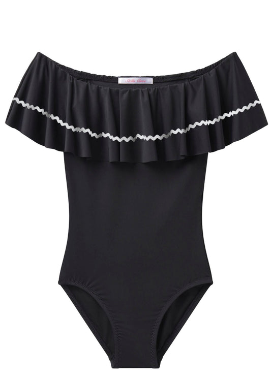Black Swimsuit with Ric Rac