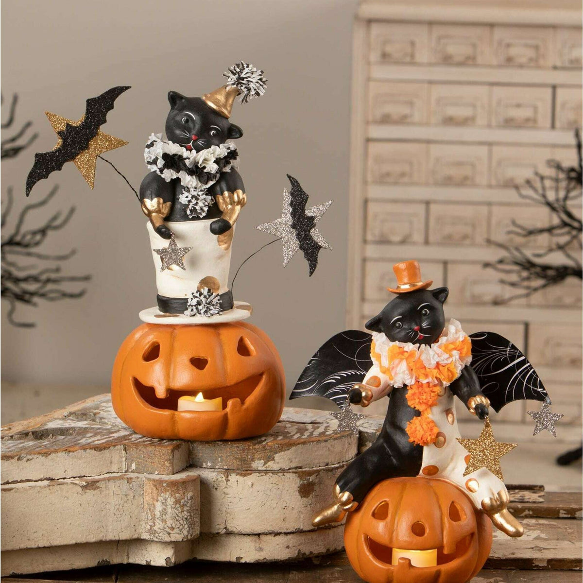 Clowning Cat on Jack | Halloween Decor | Bethany Lowe