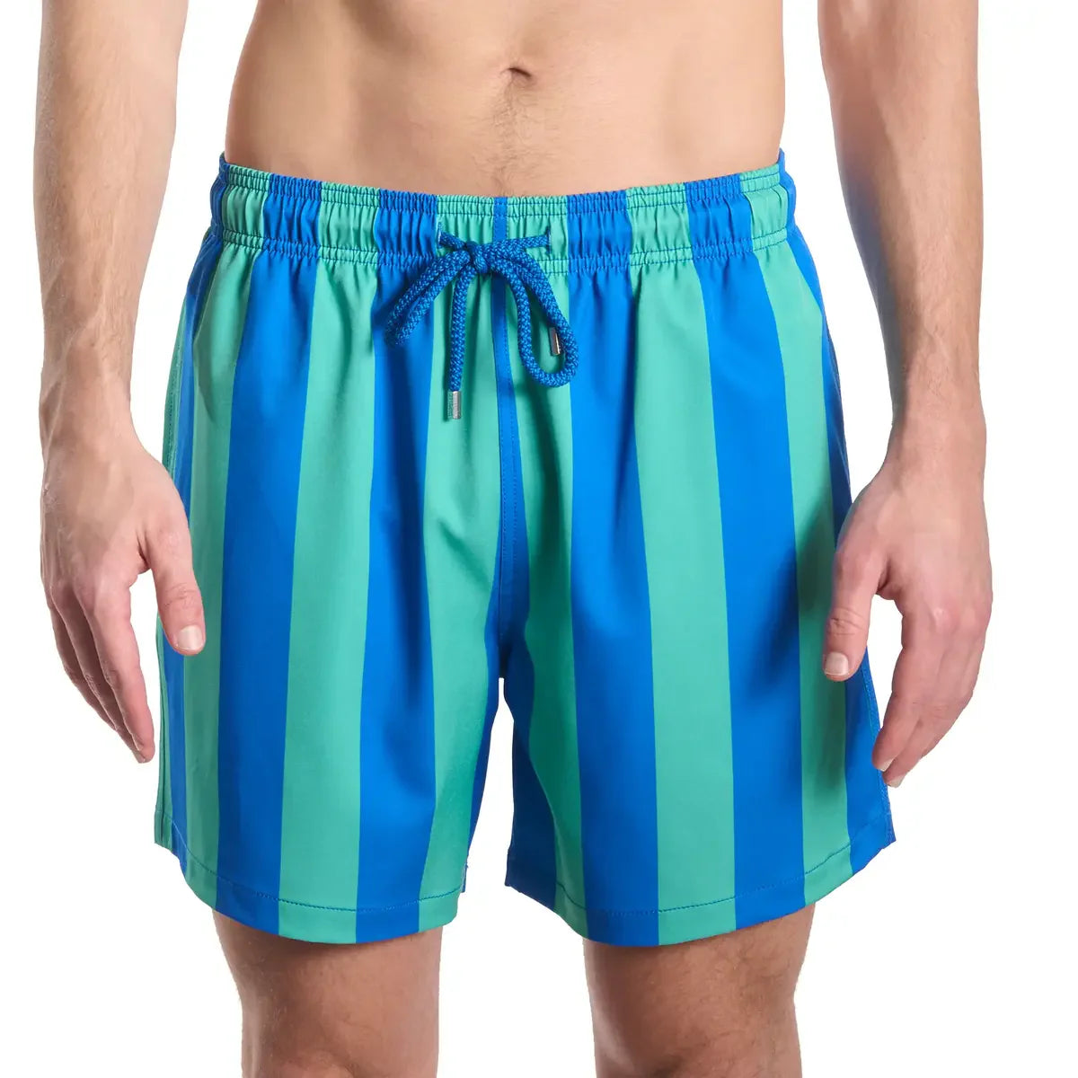 Men’s Premium Compression-Lined Hybrid Shorts – Coastal Cabana - Ocean and Palm