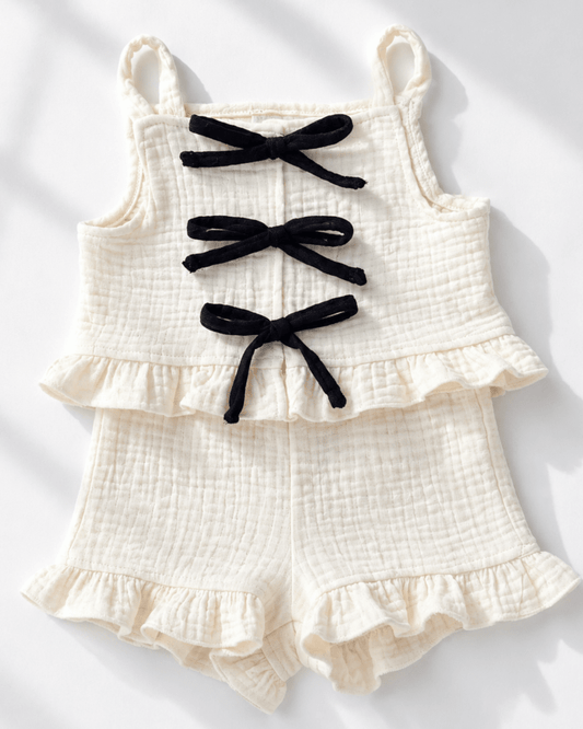 Colette Peplum Bow Front Two-Piece Set - Antique Cream