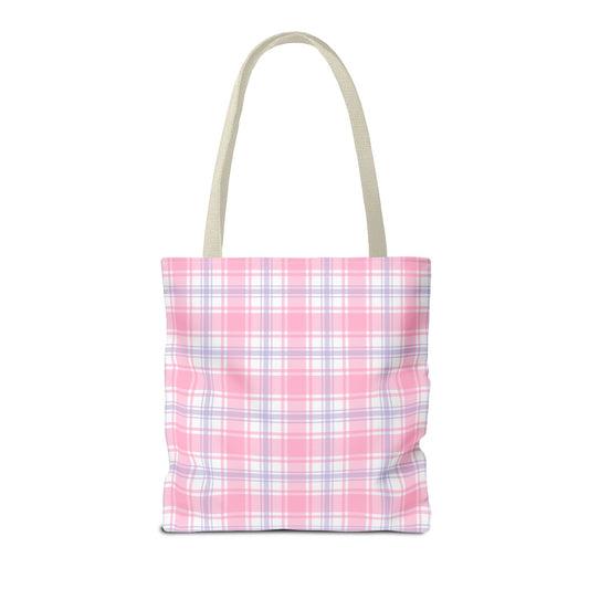 Colorful Plaid Tote Bag with Initial for Best Friend or Sister, Cute Striped Floral Tote Bag with Heart, Tote Bag with Letter: I