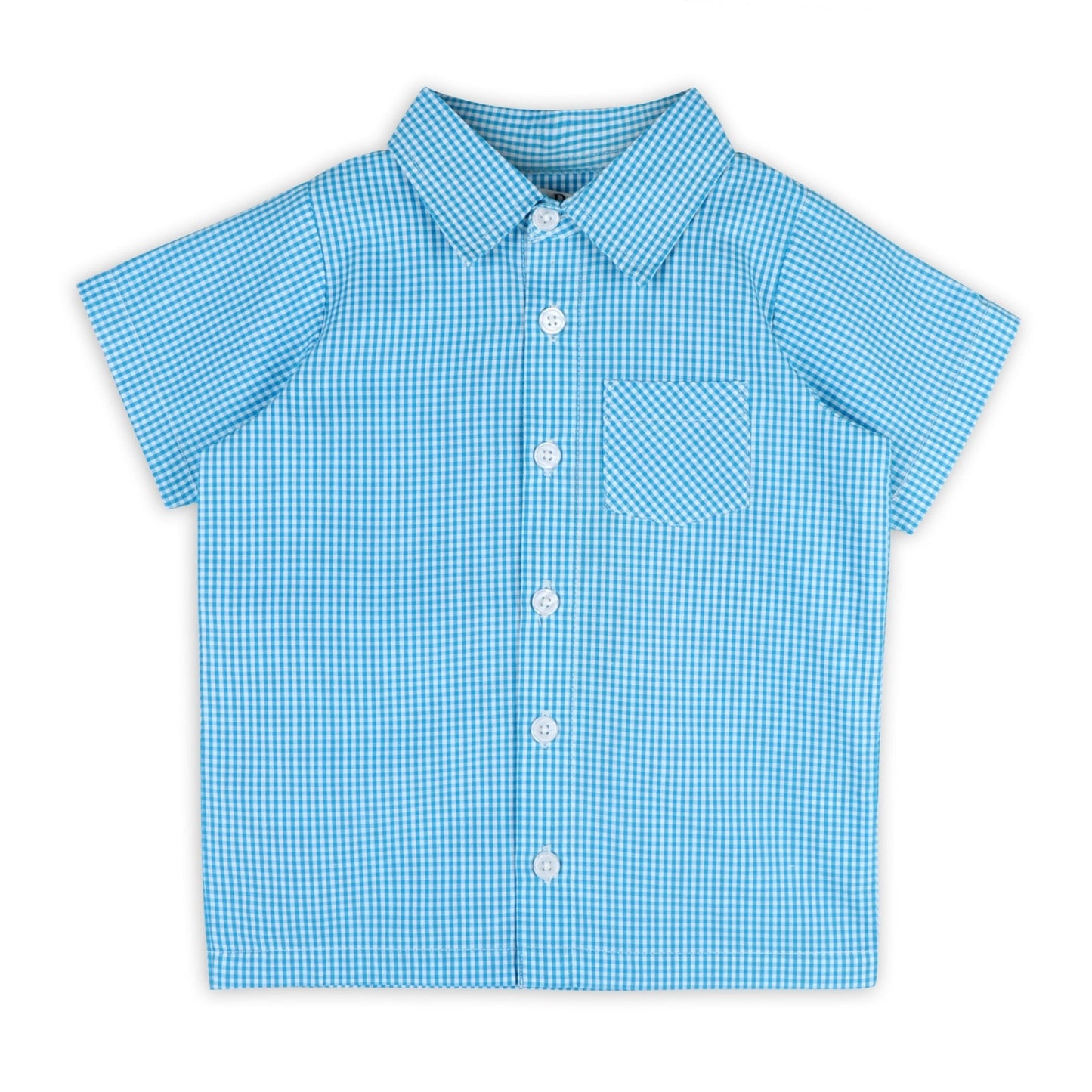 Columbia Blue Gingham Boy Shirt