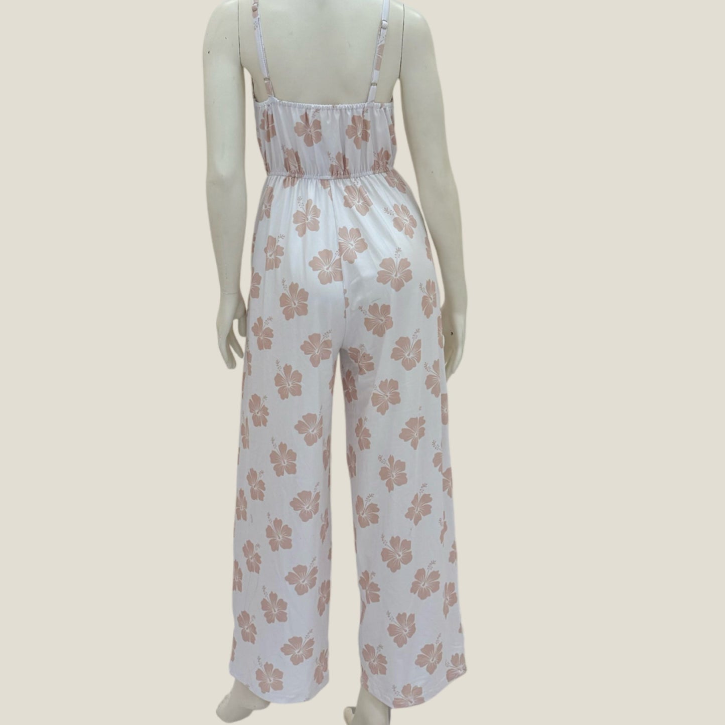 Cream Hibiscus Tiffany Jumpsuit
