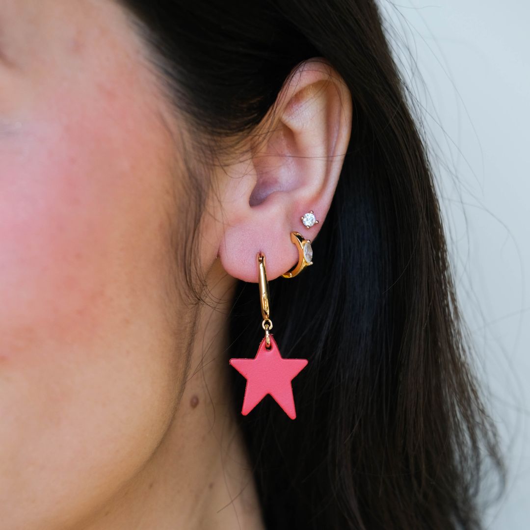 Crimson Tate Star Huggie Earrings