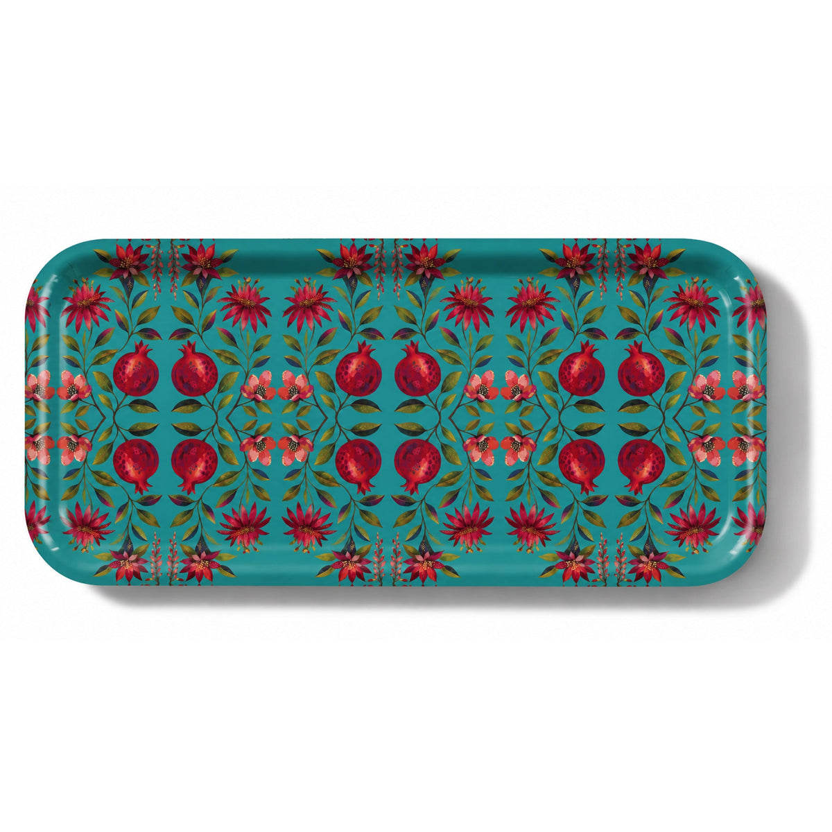 Crimson Garden Narrow Birchwood Small Decorative Tray