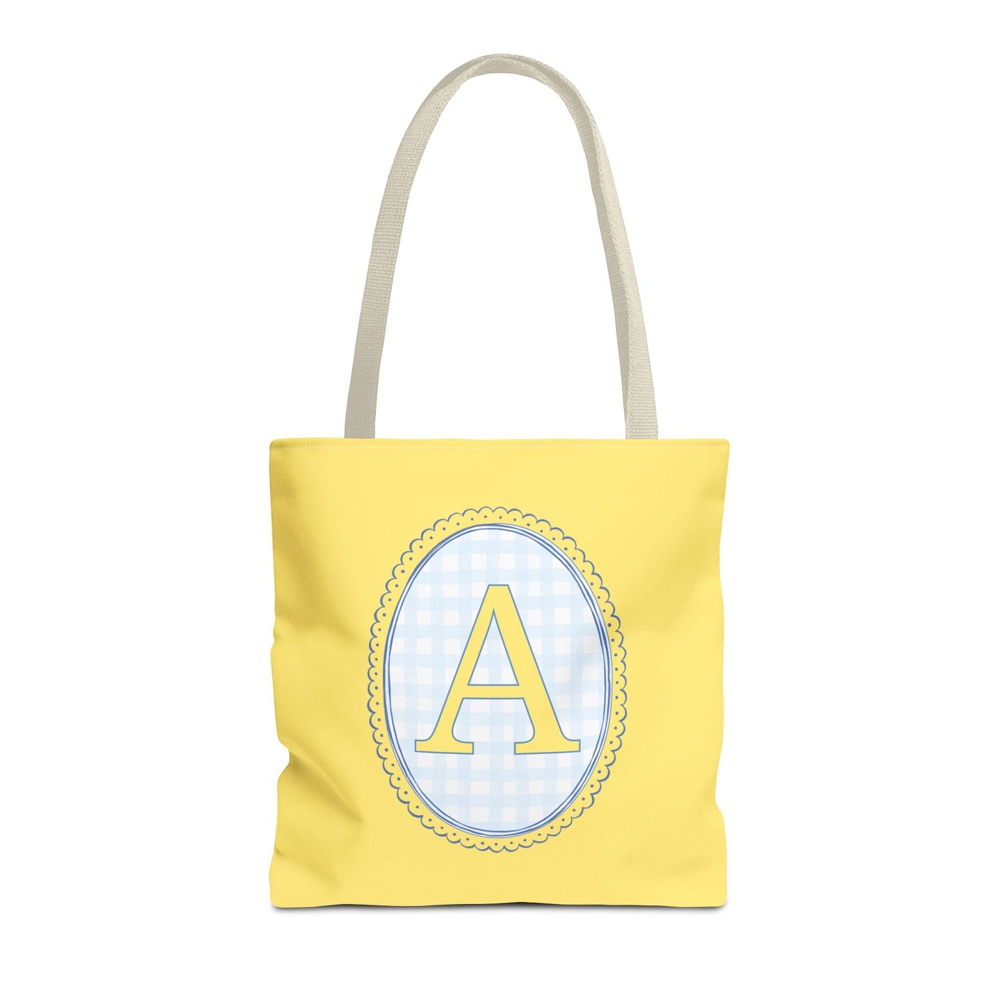 Gingham Initial Tote: A
