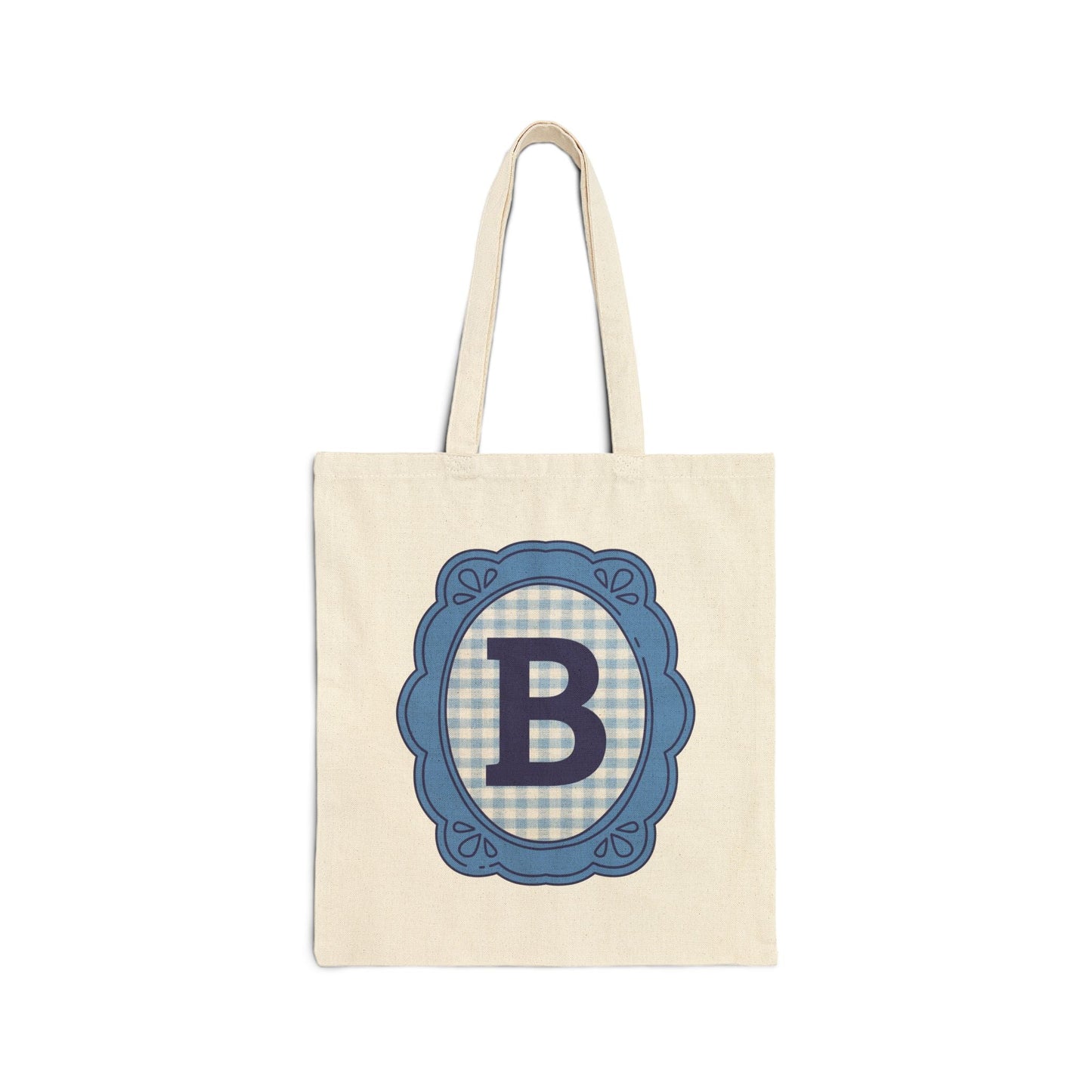 Cute Initial Tote Bag for Daughter, Gingham Birthday Present for Niece, Cousin or Sister, Pretty Matching Bachelorette Tote for Bridesmaid B