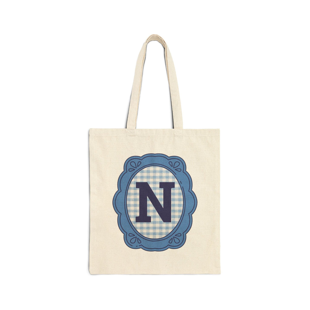 Cute Initial Tote Bag for Daughter, Gingham Birthday Present for Niece, Cousin or Sister, Pretty Matching Bachelorette Tote for Bridesmaid N