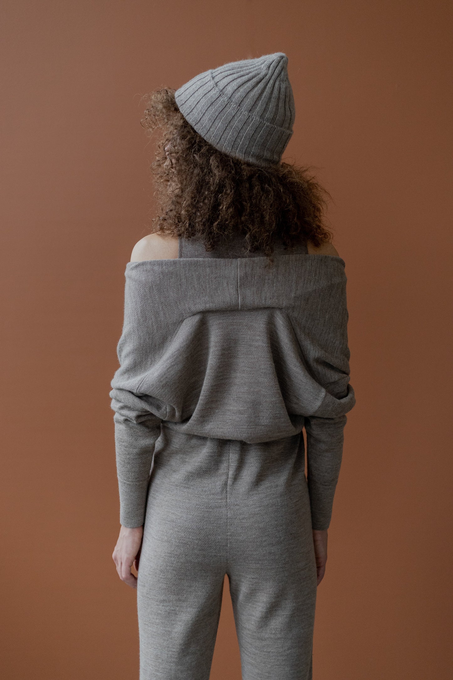 Wrap Neck Jumpsuit - Oatmeal Heather