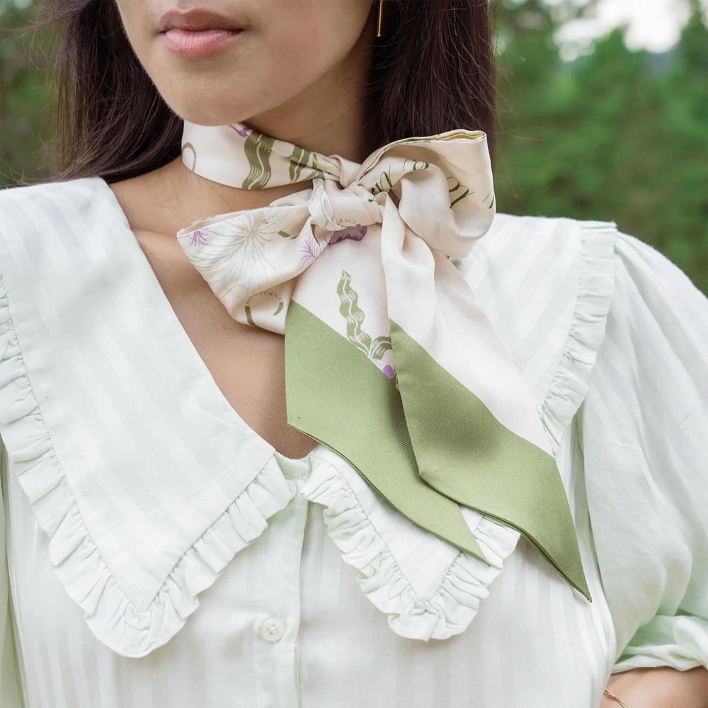 Cottage Vines Silk Twilly Scarf