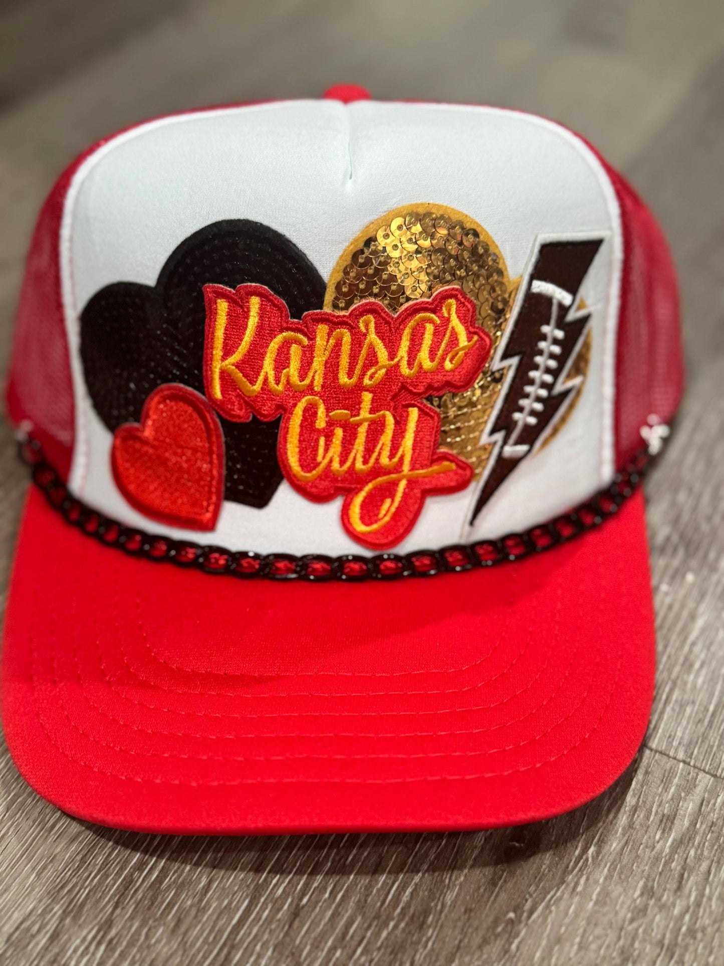 Kansas City Script Football Trucker Hat