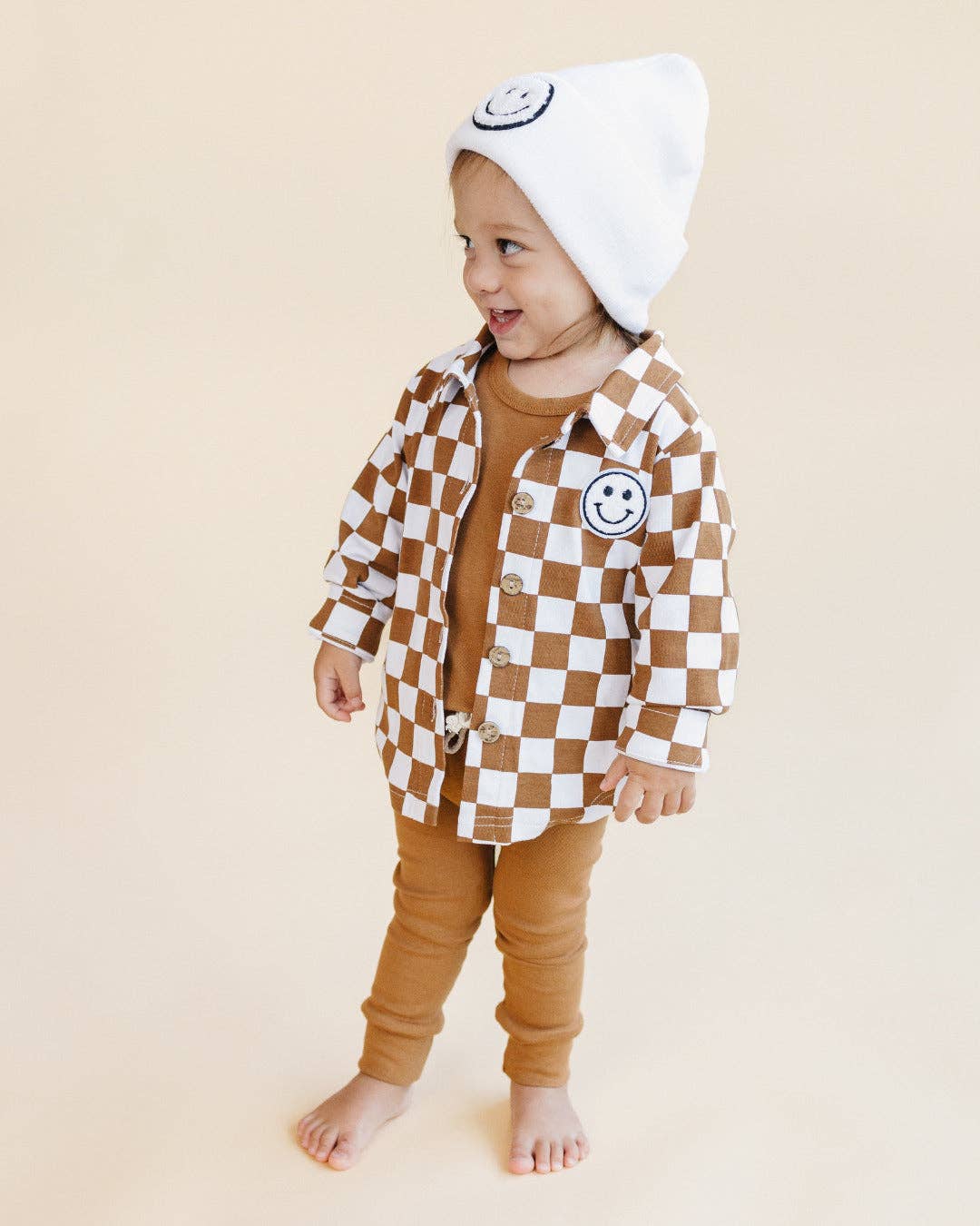 Smiley Checkered Copper Shacket