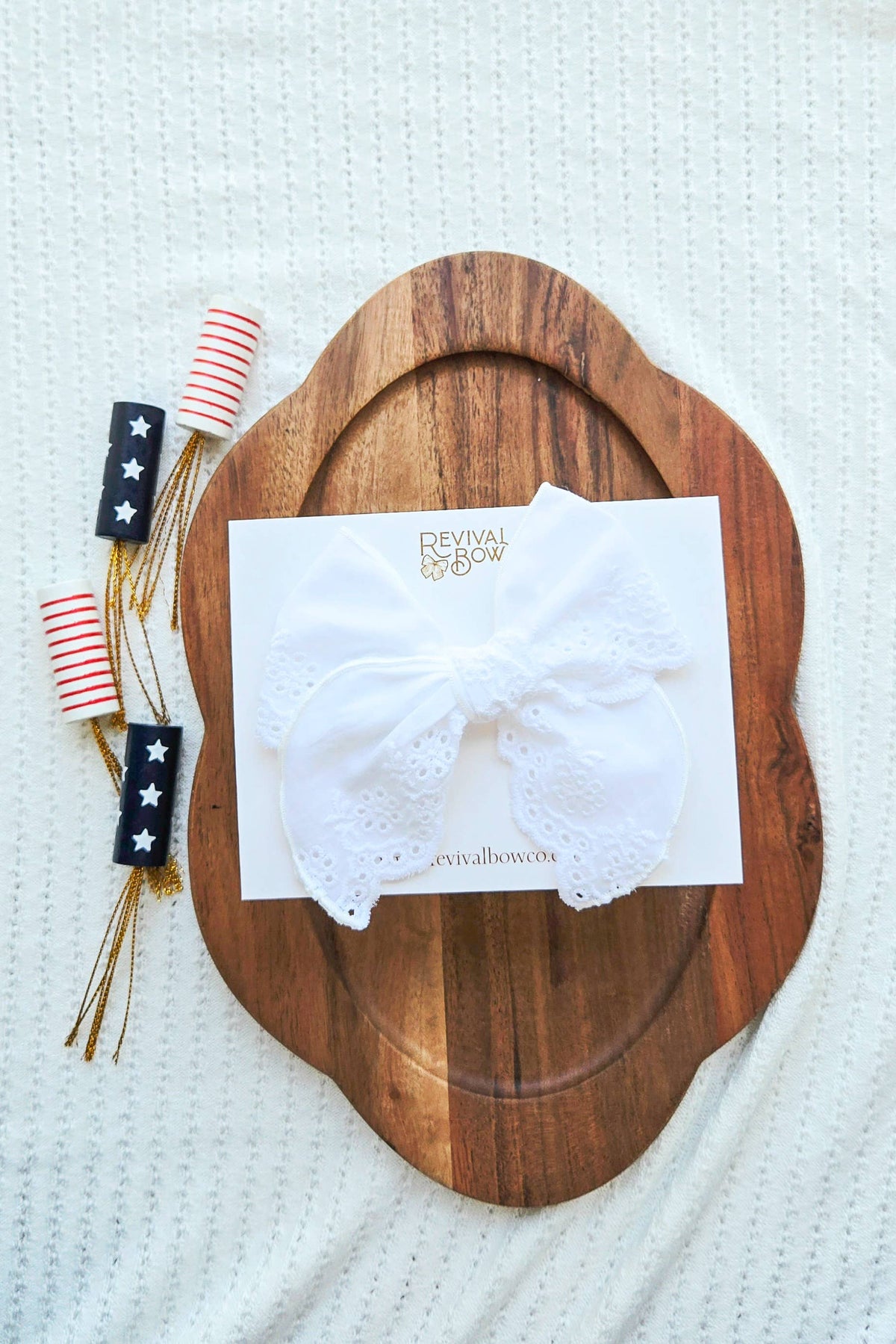 Fable Bow on Clip • White Eyelet Lace