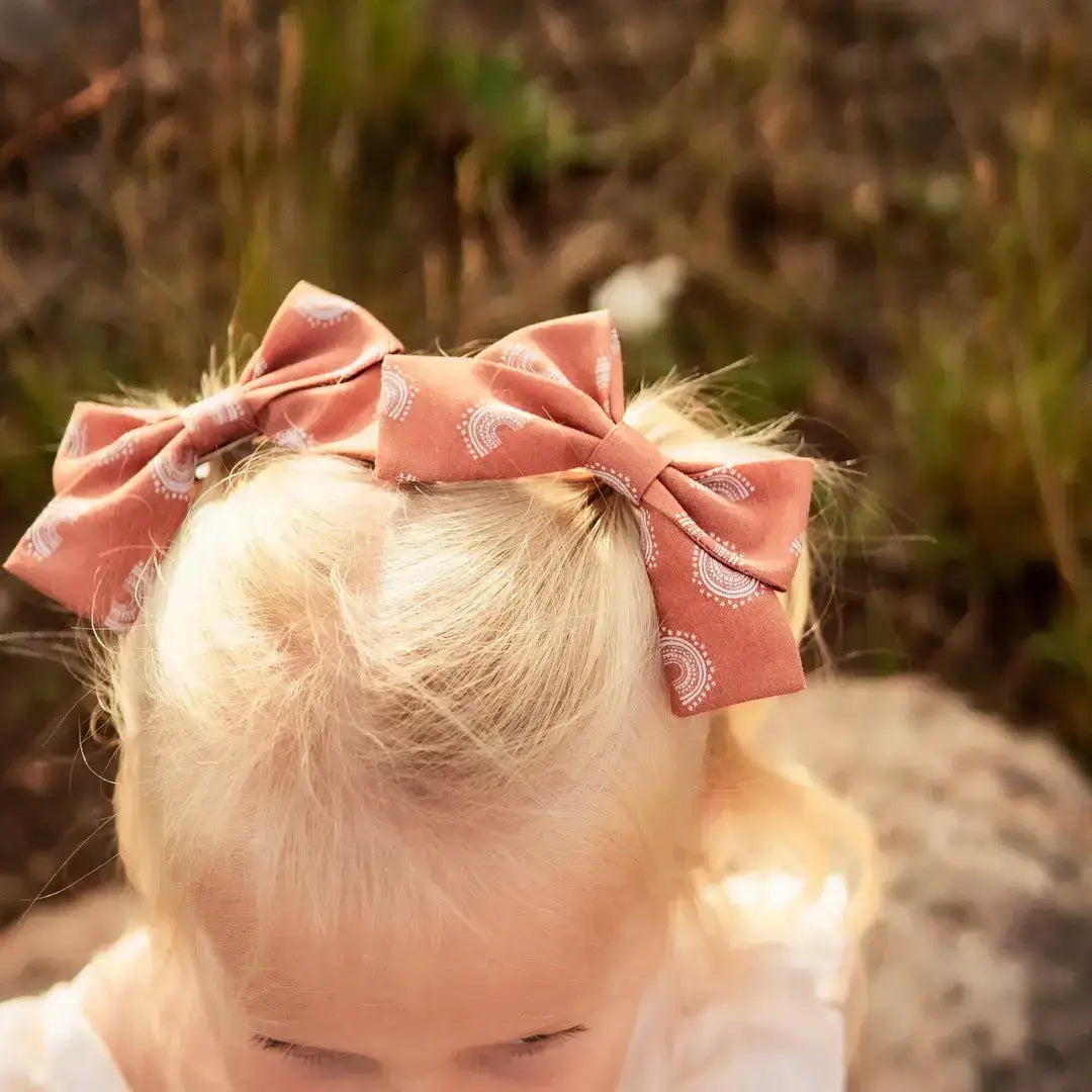 Navy & Green Holly Christmas Pinwheel Hair Bow