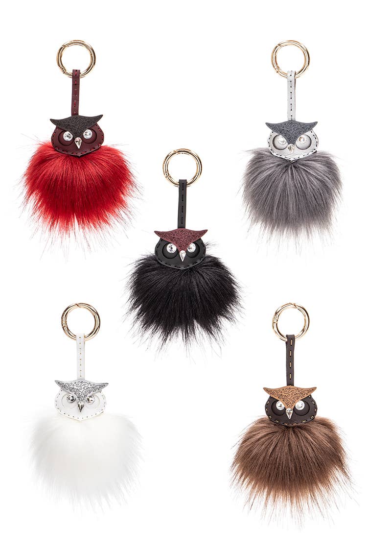 Iconic Owl Fur Pom Bag Charm Key Chain