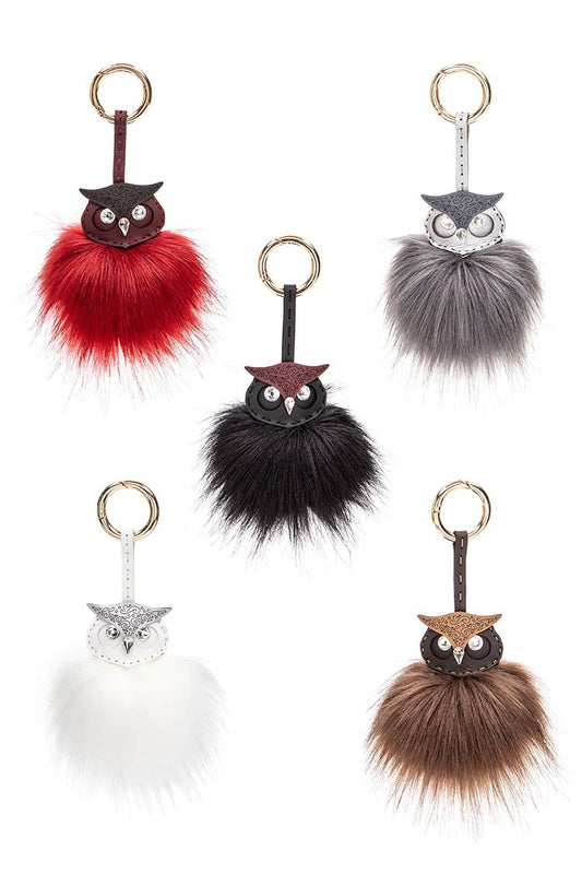 Iconic Owl Fur Pom Bag Charm Key Chain