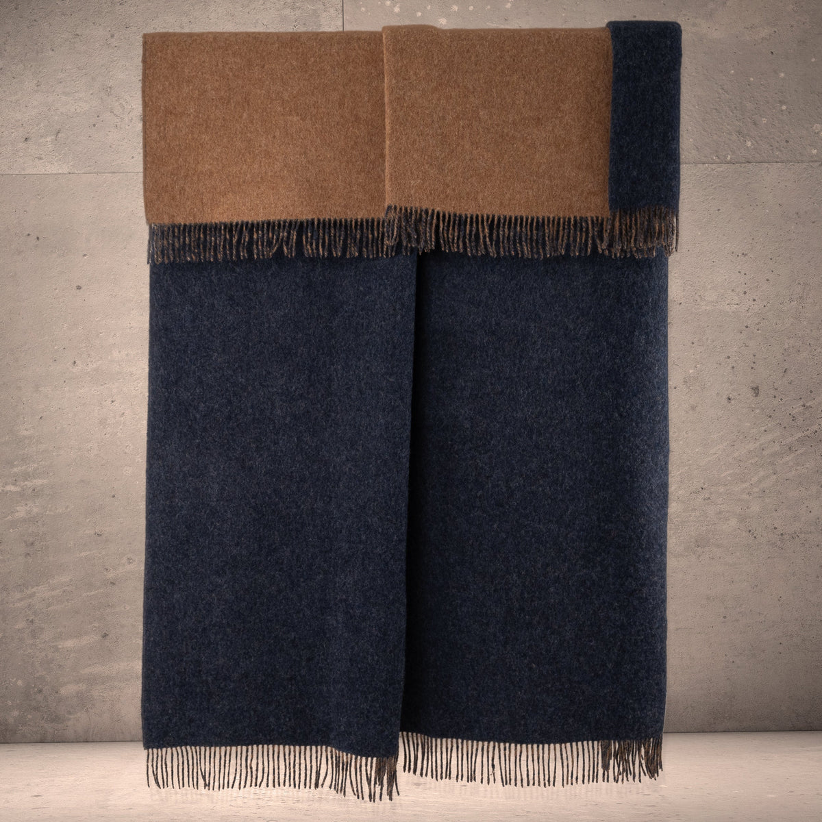 Highland Tweeds Reversible Double Cloth Throw - Charcoal/Camel