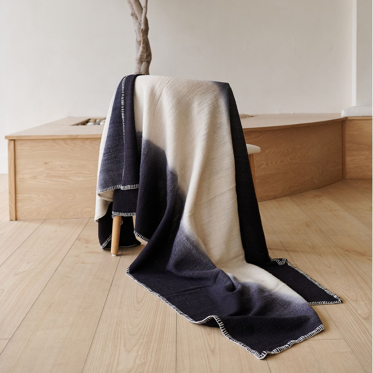 Handwoven Black and White Ink Soft Merino Throw Blanket