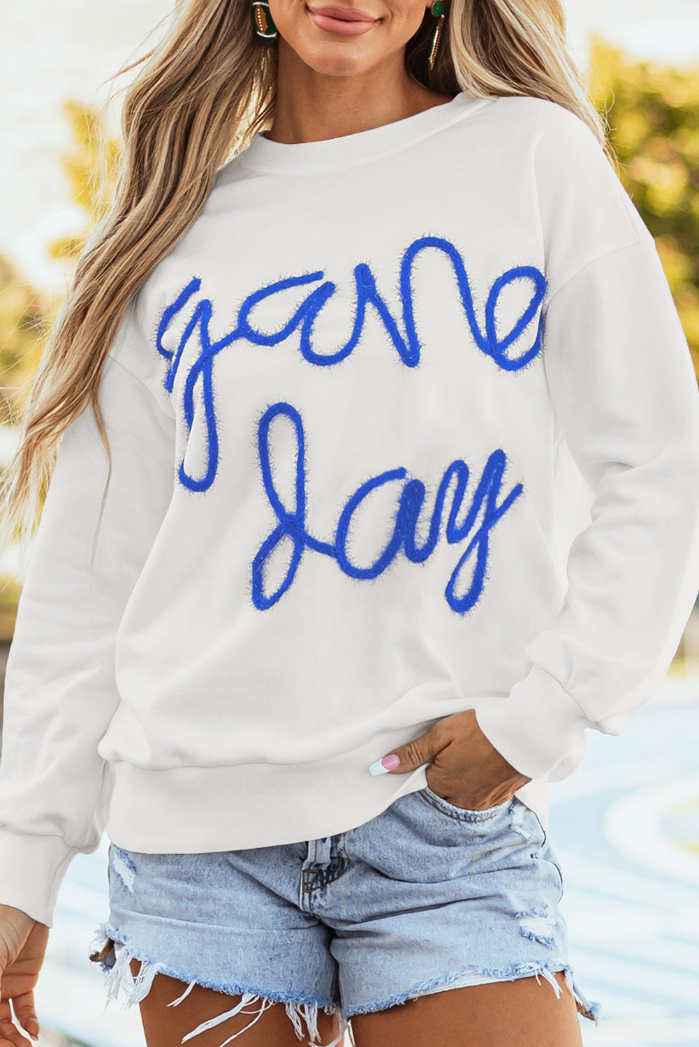 GAME DAY Tinsel Drop Shoulder Sweatshirt